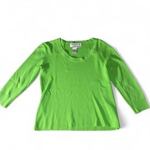 Joseph A Vintage Neon Green 3/4 Sleeves Blouse Size Medium